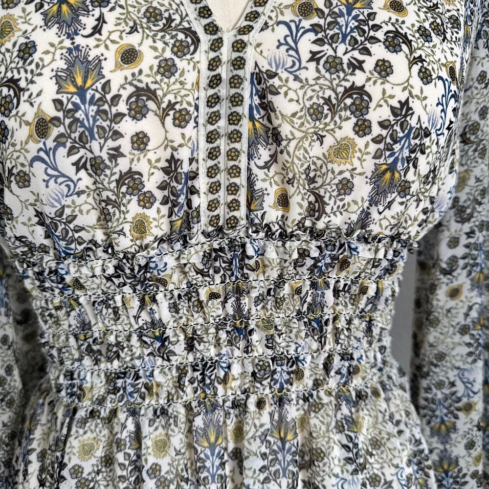 Max Studio | NWOT BOHO Style Long Sleeve Smocked Waist Fit & Flare Dress Size XS - Picture 7 of 9